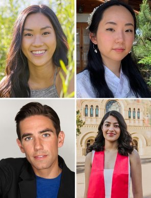 Collage of four award winners Sierra Ha, Madeline Kim, Keith Nobbs, Ayesha Pasha