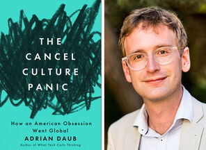 Collage of The Cancel Culture Panic cover and a photo of Adrian Daub