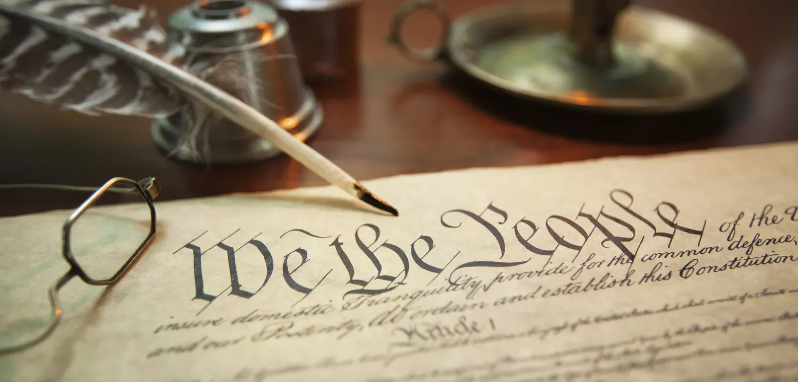 Image of the Constitution with "We the People" in focus